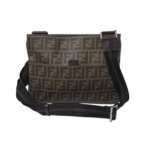 FENDI Shoulder Bag Sacoche Zucca Leather Brown
